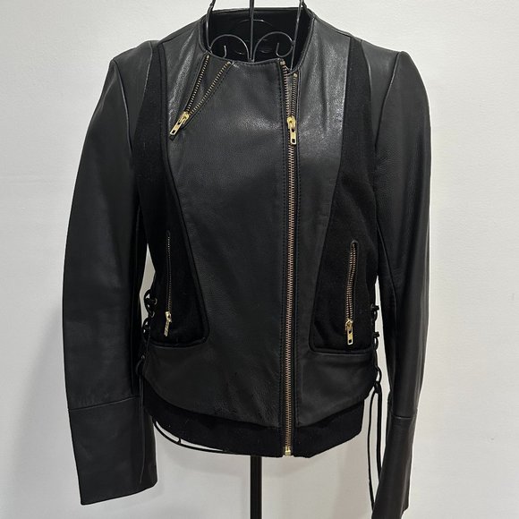 Maje leather & Wool biker jacket - Picture 1 of 7